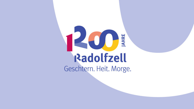 Radolfzell 1200 Jahre Logo: Feierlichkeiten und Jubiläum der Stadt Radolfzell, bunte Gestaltung.