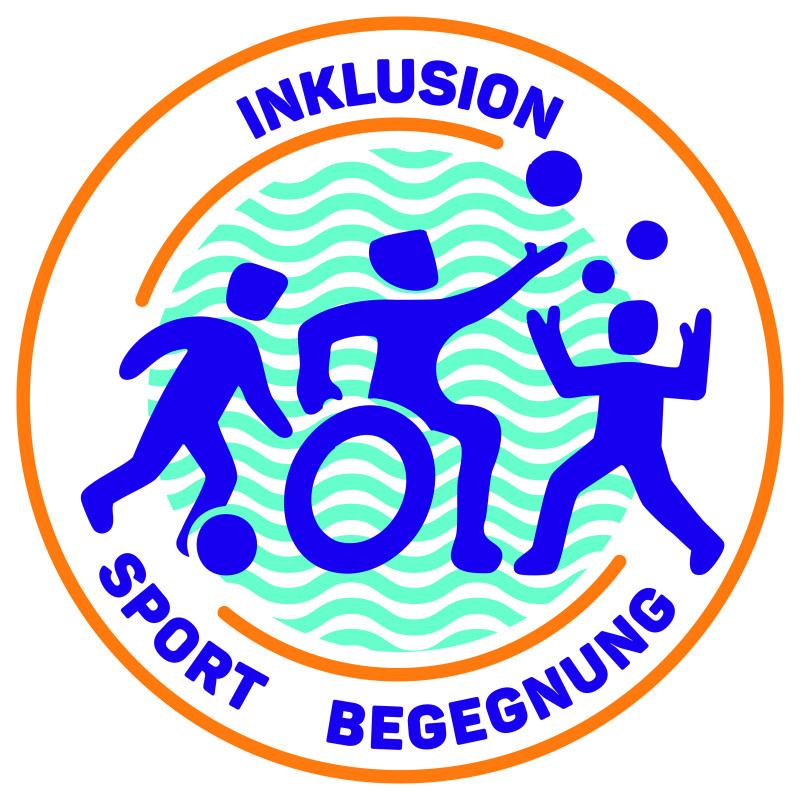 Inklusion Sport Begegnung Logo: Menschen mit Handicap und Sport, inklusive Aktivitäten.